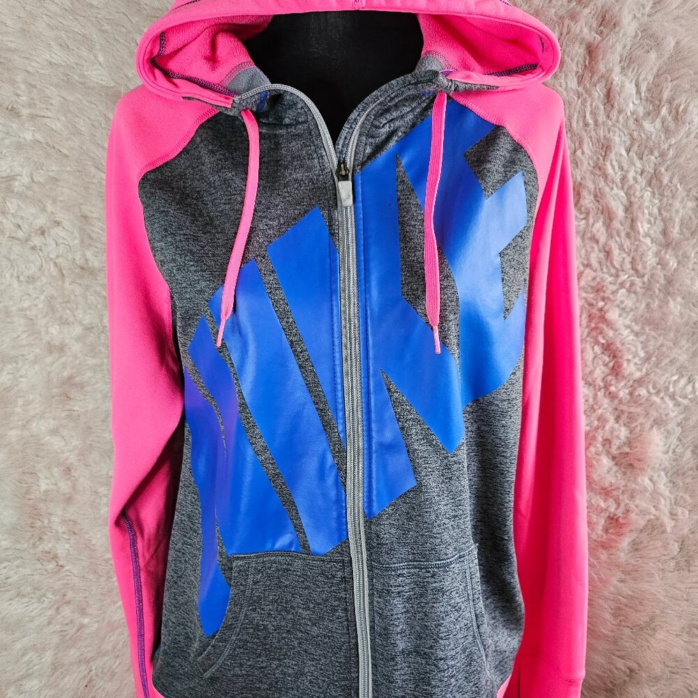 Nike Therma Fit Women's Hoodie Full Zip Pink Gray Blue Logo XL